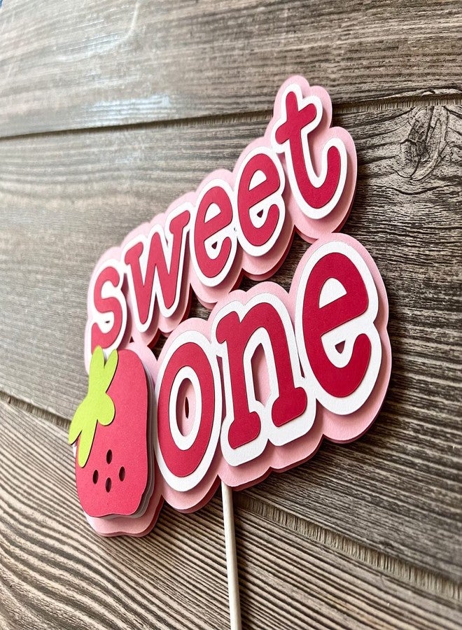 Confetti! 1 PCS Strawberry 1st Birthday Cake Topper Sweet One First Birthday Strawberry Cake Pick Decoration for Sweet Fruit Theme Baby Shower Kids Birthday Party Supplies - Image 4